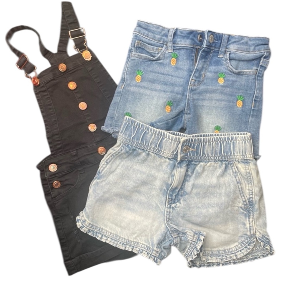 Kids Denim and Black Shorts Bundle 7 girls